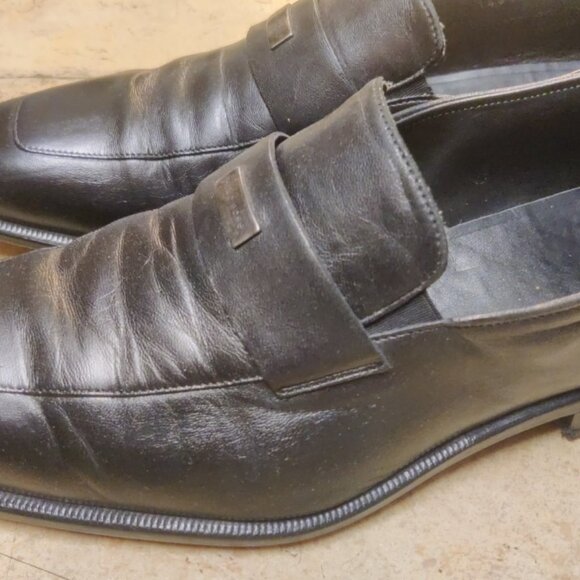 Hugo Boss black loafers 8UK 9US made italy stitched soles chisel toe penny - Picture 10 of 10